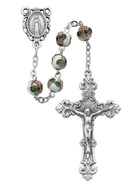 (764sf) 7mm White Real Cloisonne Rsry - Unique Catholic Gifts