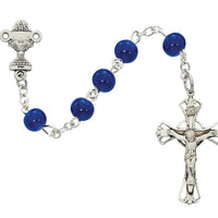 Blue Glass First Communion Rosary (6mm) - Unique Catholic Gifts