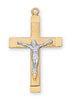 (Jt8068) G/s Twotone Crucifix Ch & Bx - Unique Catholic Gifts