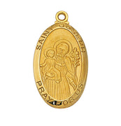 (J550JS) Gold/Sterling Silver St. Joseph Medal 24" - Unique Catholic Gifts