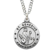 (L600gn) Sterling Silver St Genesius 20" Chain & Box - Unique Catholic Gifts