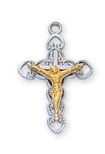 Sterling Silvr Crucifix (5/8") on 16" chain - Unique Catholic Gifts