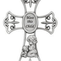 (73-44) 6" Pewt Bless This Child Girl - Unique Catholic Gifts