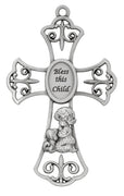(73-44) 6" Pewt Bless This Child Girl - Unique Catholic Gifts
