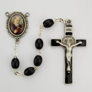 (R185df) 6x8mm Black St. Benedict Rsry - Unique Catholic Gifts