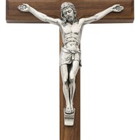 (80-04) 10" Beveled Walnut Crucifix - Unique Catholic Gifts