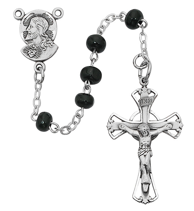 (159d-bkg) 5mm Black Wood Rosary - Unique Catholic Gifts
