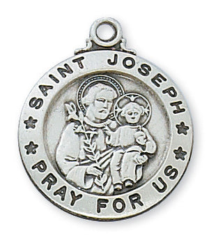 (L600JS) Sterling Silver St. Joseph 20" Chain & Box - Unique Catholic Gifts
