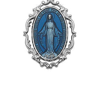 Sterling Silver Blue Miraculous Medal (1") on 18" Chain (L635) - Unique Catholic Gifts