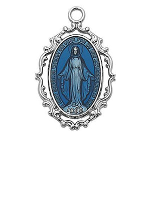 Sterling Silver Blue Miraculous Medal (1