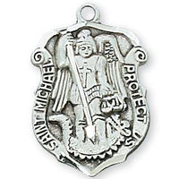 Sterling Silver St Michael Medal for Law Enforcement (3/4") on 18 chain - Unique Catholic Gifts