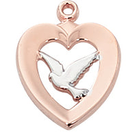 (Jr787) Rose Gold Ss Two-tone Dove - Unique Catholic Gifts