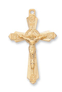 Gold over Sterling Silver Crucifix with 24" chain - Unique Catholic Gifts