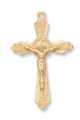 Gold over Sterling Silver Crucifix with 24