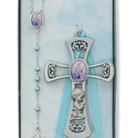 (Bs35) Pewt Boy Cross W/g.a. Rsry Set - Unique Catholic Gifts