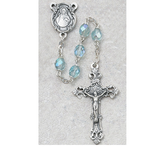 (875-aqg) 6mm Ab Aqua/march Rosary - Unique Catholic Gifts