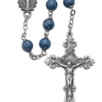 (487sf) 7mm Blue Glass Rosary - Unique Catholic Gifts