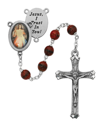 (R218df) 7mm Red Divine Mercy Rosary - Unique Catholic Gifts