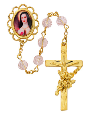 (591pf) 7mm Gold Rose St Therese Rsry - Unique Catholic Gifts