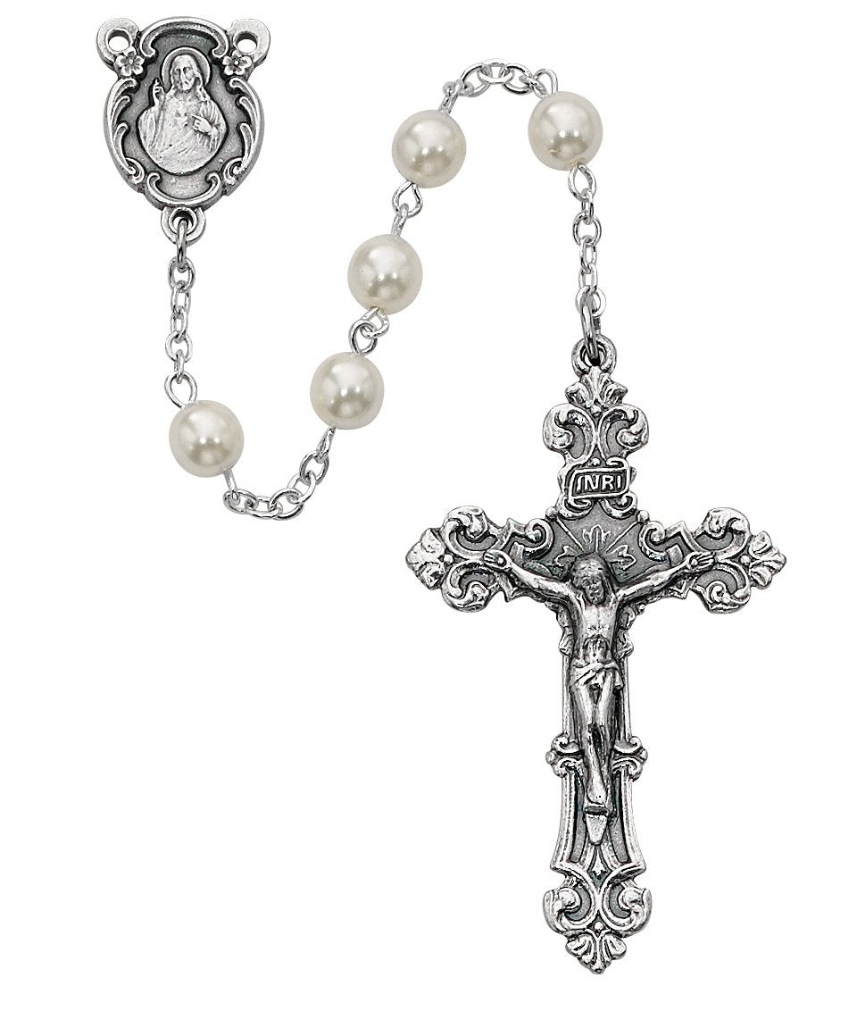 Pearl and Glass Rosary (6mm) - Unique Catholic Gifts