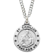 (L600cm) Sterling Silver St Camillus 20" Chain & Box - Unique Catholic Gifts