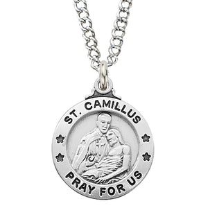 (L600cm) Sterling Silver St Camillus 20" Chain & Box - Unique Catholic Gifts