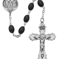 (139l-bkf) Ss 6x8mm Black Wood Rosary - Unique Catholic Gifts