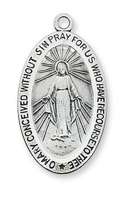 Sterling Silver Miraculous Medal 1 1/16