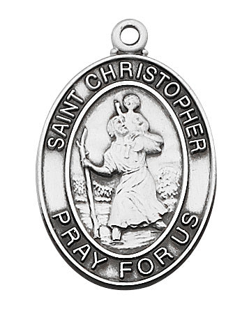 (L684ch) Sterling St Christopher Medal - Unique Catholic Gifts