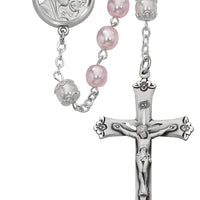 (592lf) Ss 7mm Pink Pearl Rosary - Unique Catholic Gifts