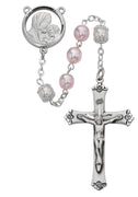 (592lf) Ss 7mm Pink Pearl Rosary - Unique Catholic Gifts