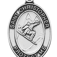 (L675snb) Ss Snowboarding Medal 24"Ch&bx - Unique Catholic Gifts