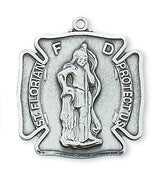 Sterling Silver St Florian 24" chain and box - Unique Catholic Gifts