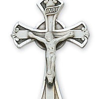 (L8051)Sterling Silver Crucifix 18" Chain and Box - Unique Catholic Gifts