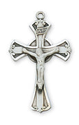 (L8051)Sterling Silver Crucifix 18" Chain and Box - Unique Catholic Gifts