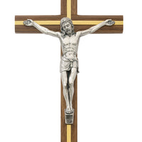 (80-40) 10" Walnut W/silver Crucifix - Unique Catholic Gifts