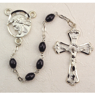 (R281rf) 4x6mm Black Glass Rosary - Unique Catholic Gifts