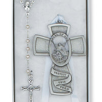 (Bs12) White Guardian Angel/rsry Set - Unique Catholic Gifts