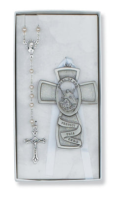 (Bs12) White Guardian Angel/rsry Set - Unique Catholic Gifts