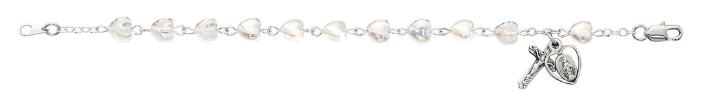 (Br76m) 6 1/2" Crystal Heart Bracelet - Unique Catholic Gifts