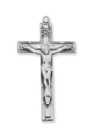 Sterling Silver Crucifix (1 3/4") on 24" chain - Unique Catholic Gifts