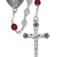 (589d-drf) 7mm Crystal/ruby Rosary - Unique Catholic Gifts