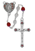 (589d-drf) 7mm Crystal/ruby Rosary - Unique Catholic Gifts