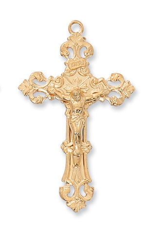 Gold Plated Crucifix with 24" chain - Unique Catholic Gifts