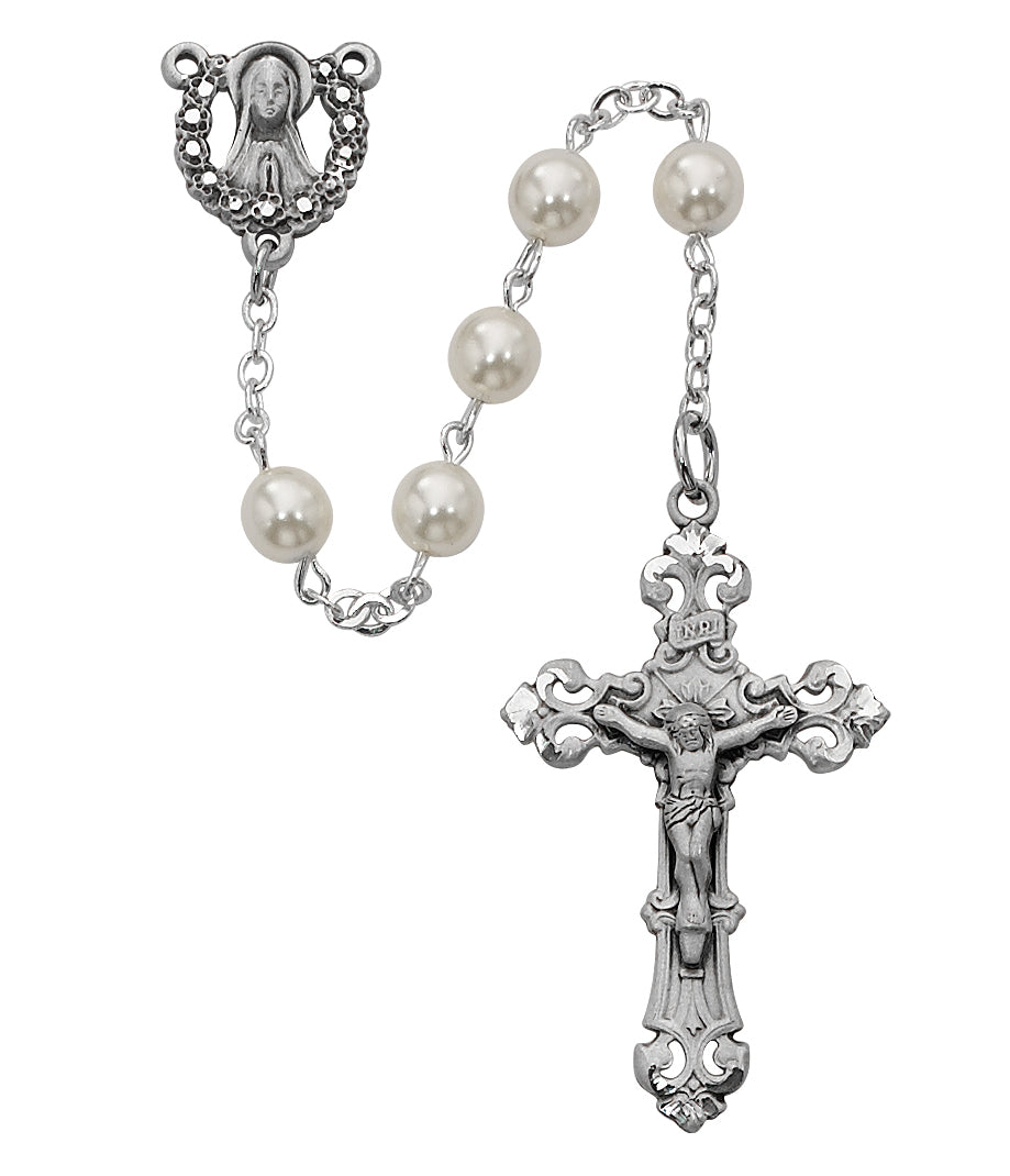 (R274rf) 6mm Pearl Rosary - Unique Catholic Gifts