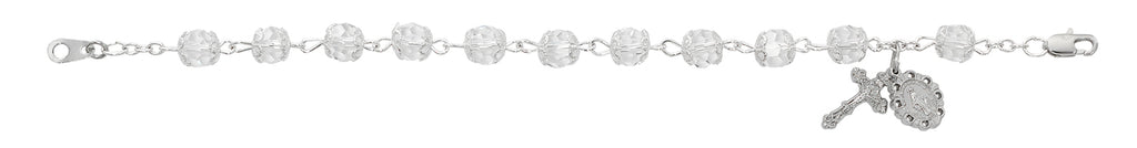 (Br804) 7 1/2" Capped Crystal Bracelet - Unique Catholic Gifts