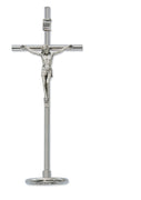 (133-32) 6.5" Standing Metal Crucifix - Unique Catholic Gifts