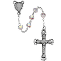 (921df) 6x6mm Crystal Heart Rosary - Unique Catholic Gifts