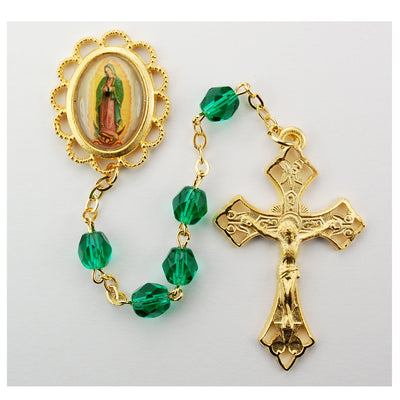 (R159hf) Green Ol Guadalupe Rosary - Unique Catholic Gifts