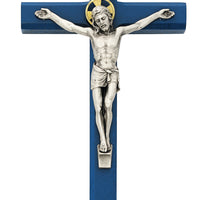 (80-187) 10" Blue Ei-8 Crucifix - Unique Catholic Gifts
